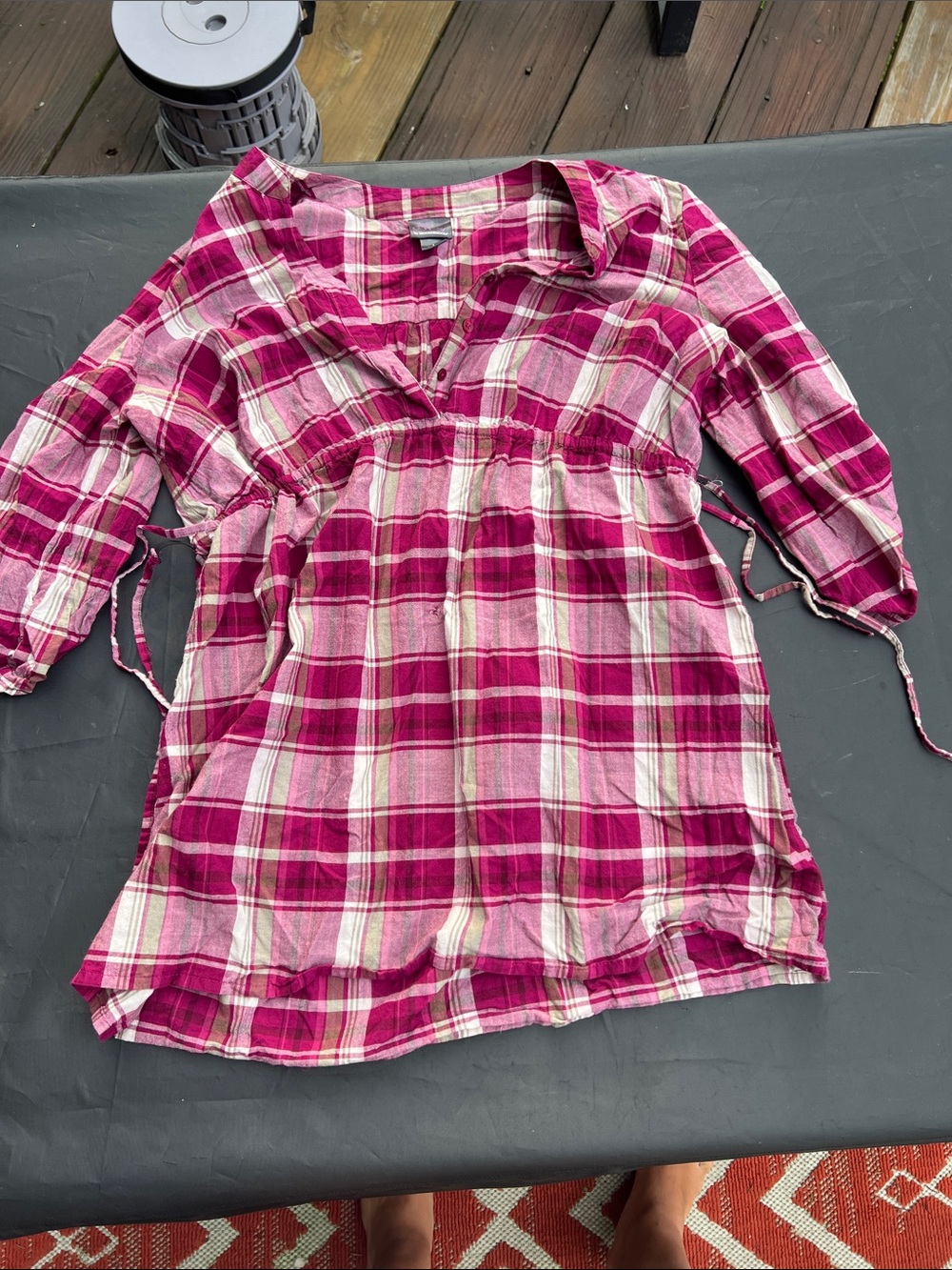 Oh Baby by Motherhood Pink Plaid Empire-Waist dress / shirt